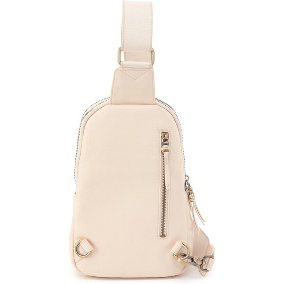 Cass leather sling bag for women, cream, 7.5" W x 11" H x 2" D, adjustable strap - Picture 4 of 7